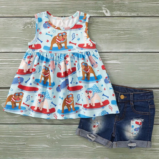 Red, White & Blue Krew 🐾 Denim 2pc Set