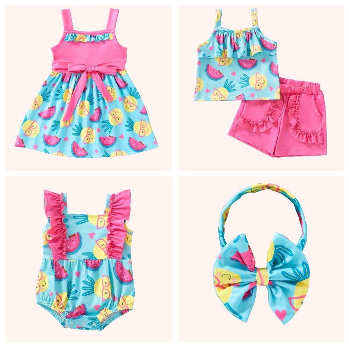 Pineapple Party 2pc shorts set