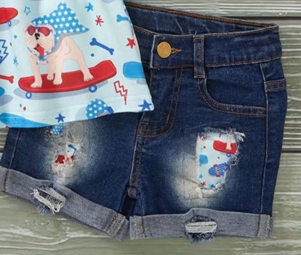 Red, White & Blue Krew 🐾 Denim 2pc Set